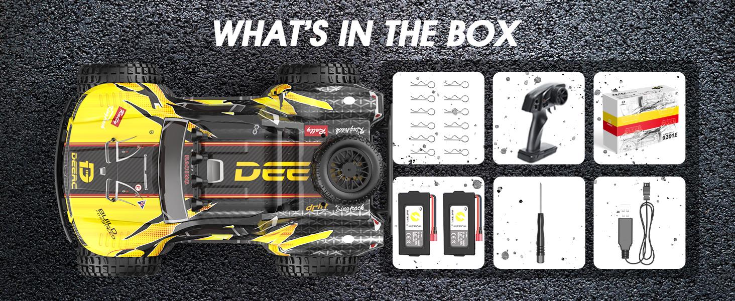 DEERC 1:10 Large Remote Control Truck with Lights, Short Course RC Car, 30 mph 4x4 Off-Road Monster Crawler Electric Vehicle with 2 Rechargeable Batteries, Spring DEERC 1:10 Large Remote Control Truck with Lights, Short Course RC Car, 30 mph 4x4 Off-Road Monster Crawler Electric Vehicle with 2 Rechargeable Batteries, Spring