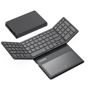 Foldable Bluetooth Keyboard, Portable Full Size Folding Keyboard with Large Touchpad, Numeric Keypad, PU Leather, Portable Rechargeable Keyboard, Wireless TravelKeyboard for Windows Android Mac(Sync up to 3 Devices)