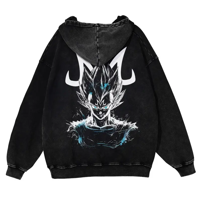 Dragon Ball DBZ Vegeta Unisex Fall Hoodies Men Streetwear Vintage Washed 80s 90s Graphic Pullover Cotton Anime Funny Sweatshirt Gifts SpringStatements