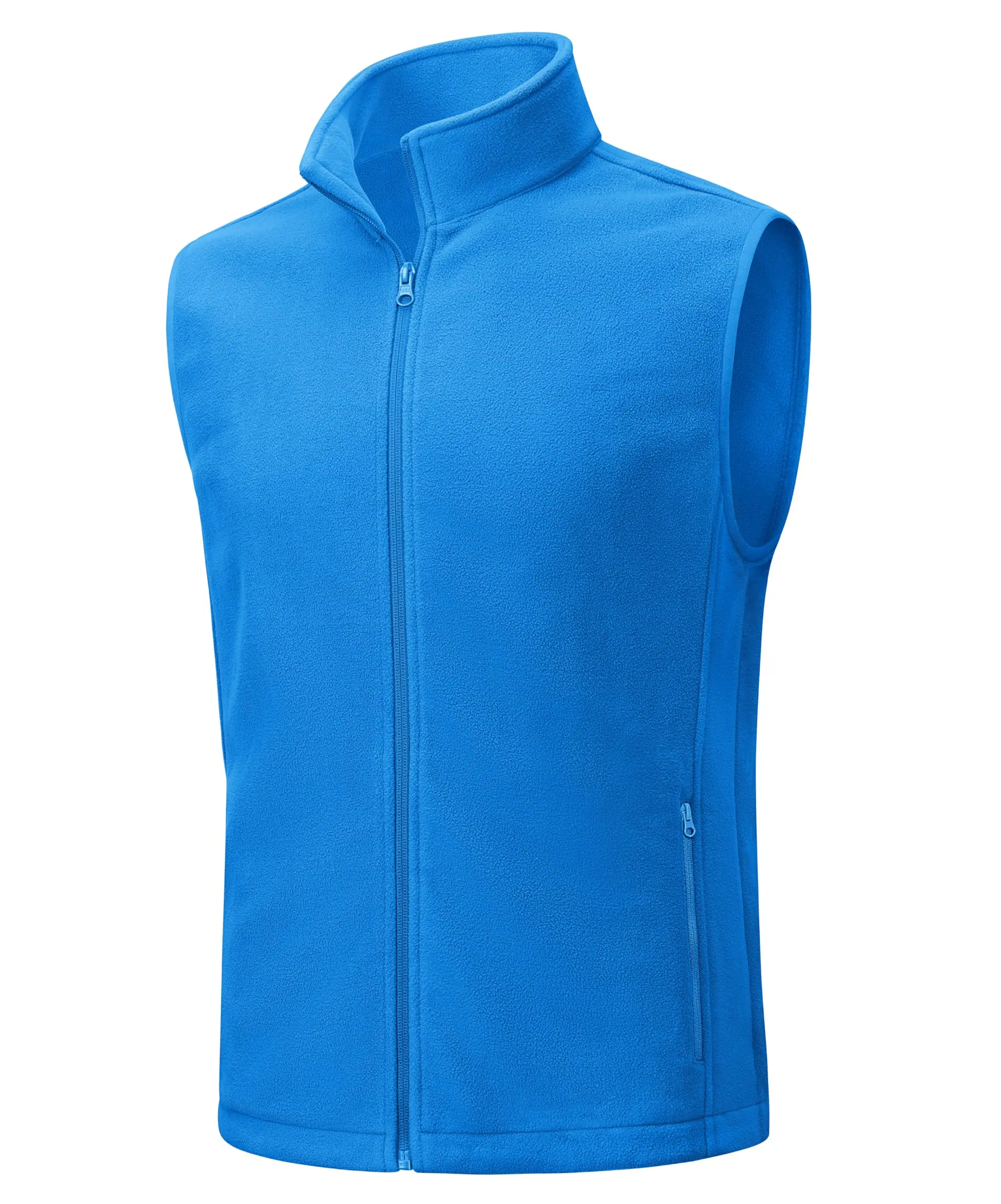 Men's Soft Fleece Zip-Up Vest - Lightweight Outdoor Outerwear with Zipper, Elastic Hem, Pockets for Hiking, Golf, Menswear