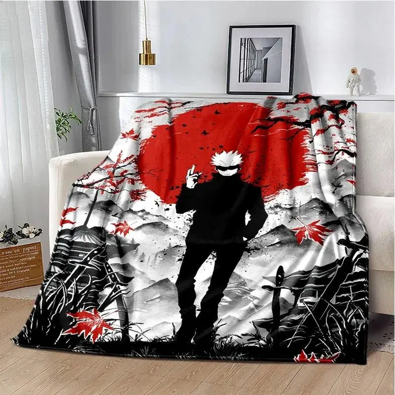 Jujutsu Kaisen Gojo Satoru Anime Theme Figure Print Blanket - Unisex Soft Gentle Fabric Throw Blanket, Character Prints, Ideal Children’s Festivals Gift