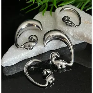 PAIR of Unique Cute Dinosaur 316L Surgical Steel Hanging Tapers Expanders - Gauges 8g (3mm) thru 00g (10mm)