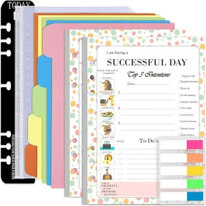 A5 Planner Inserts Daily Planner  Refills, 90 Sheet 180 Page 6-Hole Successful Day Refills w/Binder Divider, Pouch, Ruler, Index Tab for Filofax, Journal, Undated,5.7x8.3inch