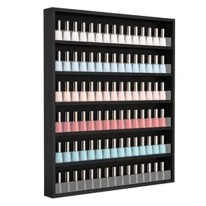 OmySalon 1-Pack 6-Tier Nail Polish Rack Organizer, Wall Mount Display Shelf for Small Cosmetics - Holds 120 Bottles, Perfect for Lipstick, Perfume, Essential Oils, Acrylic Baffles Included