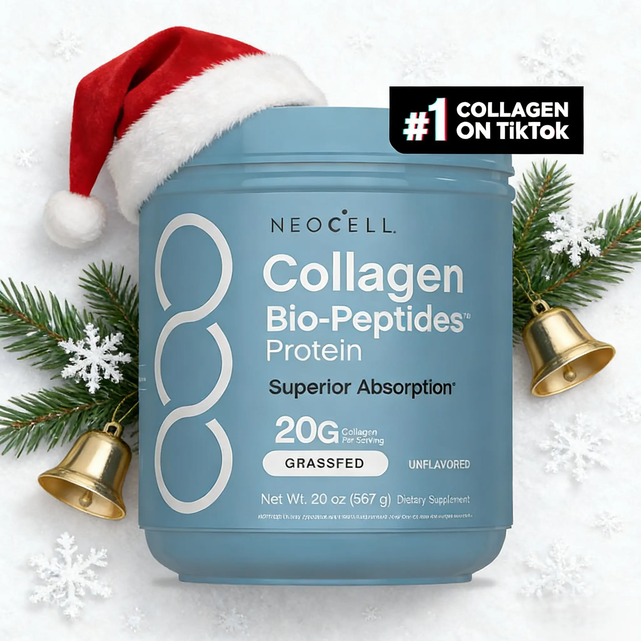 NeoCell Collagen Peptides Powder 20oz - Grassfed Protein Supplement - Advanced with 18 Essential Amino Acids