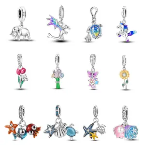 MULA Animal and Plant Collection - 925 silver-plated and Zircon Pendant, Nature Style Women's Pendant and Girls Bracelet and Necklace, Ideal Gift for Girls and Women Fits All Pandora Bracelets and Necklaces