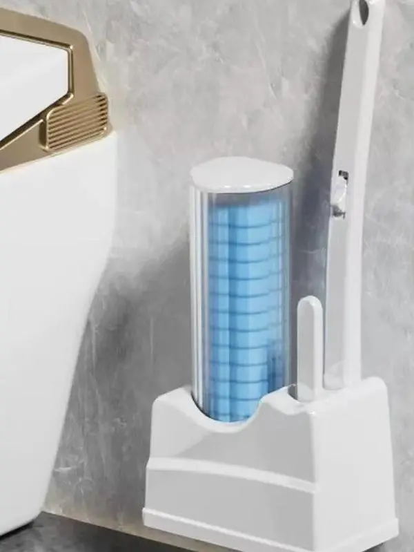 Disposable Toilet Wand Brush Cleaning Tool - Wall-Mounted Household Kit with 18 Refills, Holder, Bathroom Supplies Pack for Households