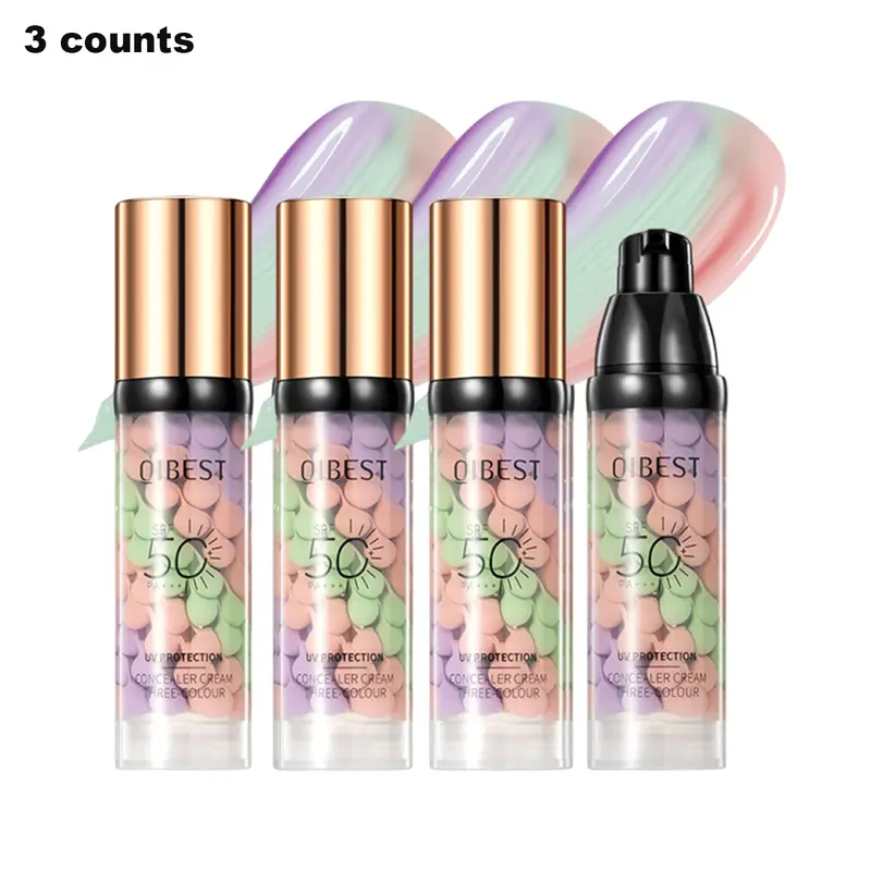 3-Piece Set Tricolor Protective Primer Cream, Even Skin Tone Makeup Base, Brightening Foundation Primer, Beauty Cream, Cosmetic Face Primer
