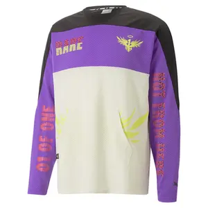 PUMA Mens X Melo Moto Cross Crew Neck Long Sleeve Jersey Casual - White