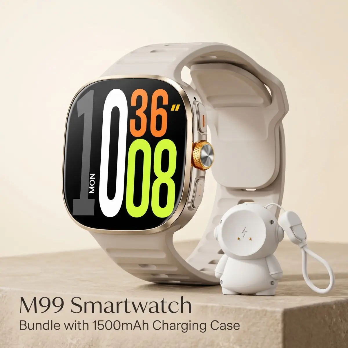 M99 Smart Watch with 1500mah Charger, 2.4 Inch Amoled Screen, Ideal for Business Travel and Daily Use, Advanced Features for Modern Lifestyle, Durable Gadget Watch