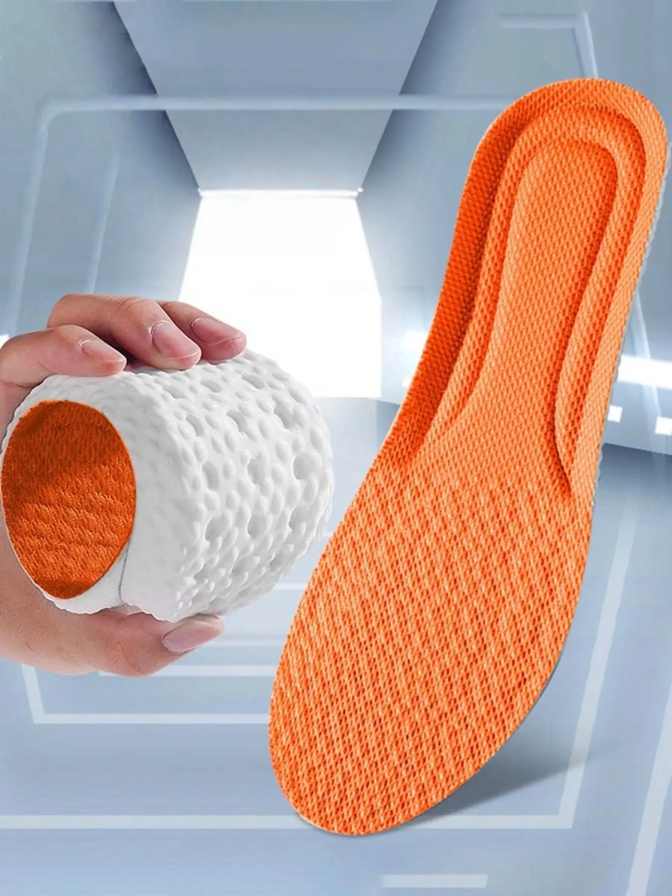 Ultra-Soft Elastic Sports Insoles, Premium Inserts, EVA Cushioned Insoles, Breathable Moisture-Wicking Shock Absorption, Sweat-Absorbing Long-Standing Comfort Unisex
