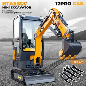 Self Pick Up, 1.2Ton Mini Mini Excavator With Bucket+Rake, Cab, Hydraulic Thumb. Features Tracked Movement B&S Engine, Ideal For Gardening, Estates, Or Small Excavation Tasks. Available In US Inventory