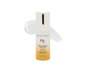 Organic Therapy Mineral Defense SPF 40 - 40ml Water-Resistant Sunscreen with Antioxidants for All Skin Types Facial Moisturizer UV Protection