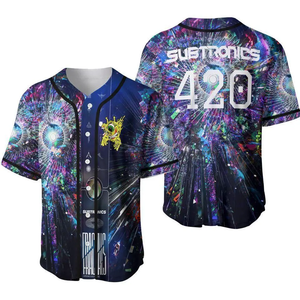 Men's 420 Special Subtronics Compression Baseball Jersey - Multicolor Sports Collectible, EDM Raves Outfit, Gift for Ravers (Sizes S-5XL), Jersey Shirts