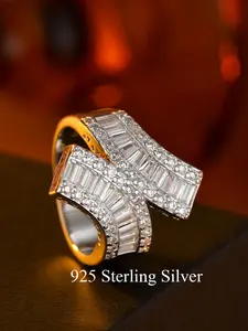 Women's 925 Silver Ring, Elegant Princess Design, Full Inlay Cubic Zirconia, Perfect for Daily Wear, Parties, Valentine's Day Gift, Engagement Wedding Rings