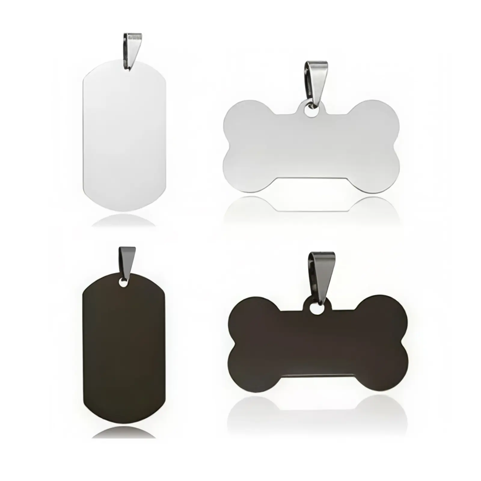Stainless Steel Blank Tags for Laser Engraving Custom Keychains Pet ID Tags Necklaces Bracelets Bone and Oval Charms FathersDayGift