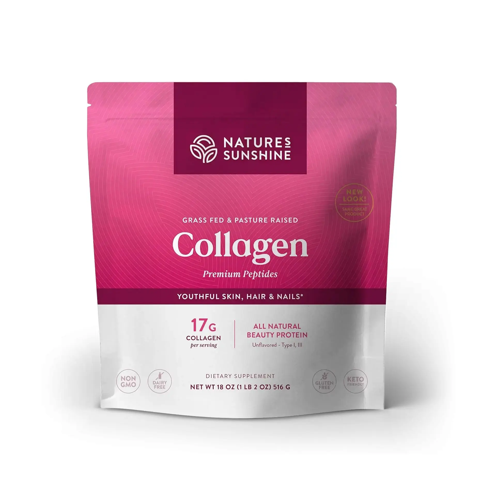Nature's Sunshine Collagen Powder Type I and III Grass Fed and Pasture Raised Premium Bovine Collagen Peptides 18 Oz Nature's Sunshine Collagen Powder Type I and III Grass Fed and Pasture Raised Premium Bovine Collagen Peptides 18 Oz