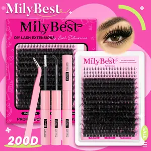 Milybest 200D Fluffy Lash Clusters 16–25mm | Wispy D Curl DIY Eyelash Extensions 224pcs Soft Natural Salon Look at Home