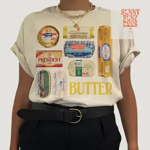 Butter T-Shirt | Funny Food Graphic Tee | Butter Lover Gift | Trendy Unisex Shirt | Cute Kitchen Art Print | Foodie Apparel | Quirky Design ATTA2 3-12 7