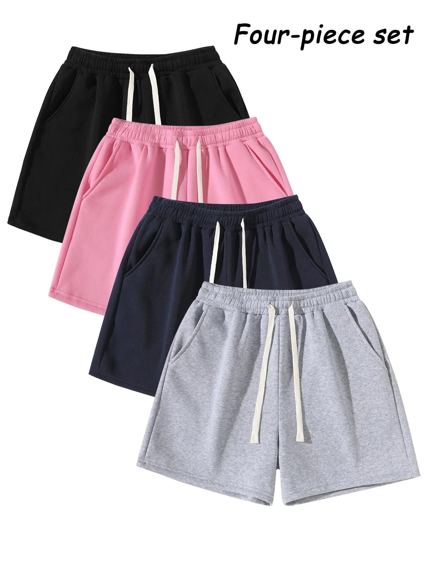 Men's Elastic Waist Lightweight Athleisure Shorts - Soft, Breathable, Adjustable, Loose, Solid Color, Above-Knee - Comfy Mens Clothing for Gym, Commuter Use