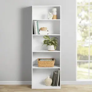 Mainstays 5-Shelf Bookcase White with Adjustable Shelves