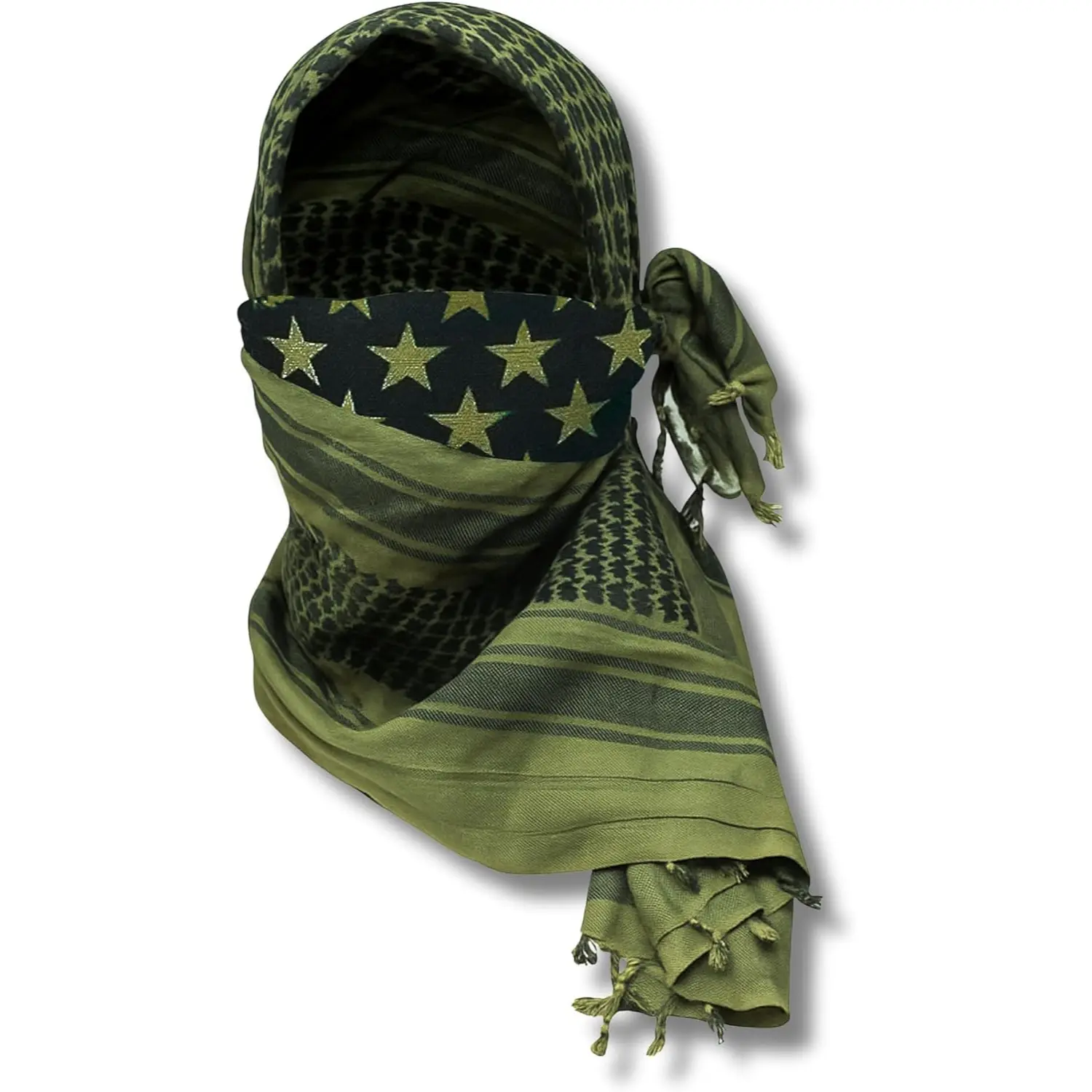 100% Cotton Shemagh Tactical Scarf Keffiyeh Head Scarf Arab Scarf Military Desert Scarf for Camping Hiking Airsoft Hunting Outdoor Activities