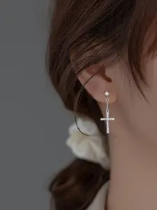 S925 Silver Color Cross Asymmetrical Earrings, Trendy Women's Unique Design Ear Studs, Valentine's Day Gift & Birthday Present, Stud Earrings Jewelry, Cross Dangle Earring