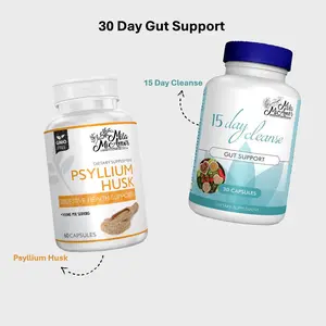 30 Day Gut Support - 15 Day Cleanse and Psyllium Husk | CAFFEINE FREE | ADVANCED FORMULA WITH SENNA, CASCARA SAGRADA, & PSYLLIUM HUSK | NON-GMO | 30 DAYS