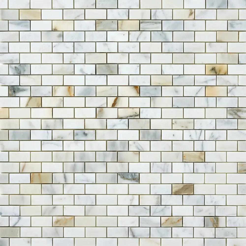 Calacatta Gold  Brick 1x2 Polished/Honed Marble Mosaic Tile