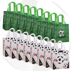 16 Football Gift Bags with Handles, Non-Woven Fabric Soccer Pattern, Perfect for Football Parties, Birthday Parties, and More, Graduation Party Supplies, Party Decoration Supplies