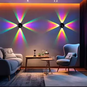USB Rechargeable RGB Wall Light, Motion Sensor, Four-Sided Glow Night Lamp, Magnetic Installation, Home Decor Lighting