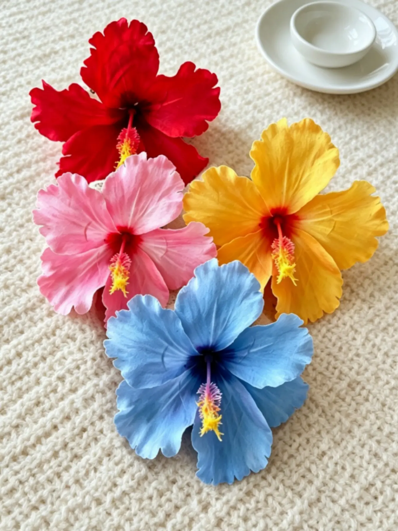 4pcs Hawaiian Artificial Hibiscus Flower Duckbill Clip Hairpin, Side Hair Clip Suitable for Bridal Weddings, Hawaiian Beach Tropical Party Decorative Hair Clip, Artificial Flowers, Party Decoration, Wedding Hair Accessories, Floral Hair Clips