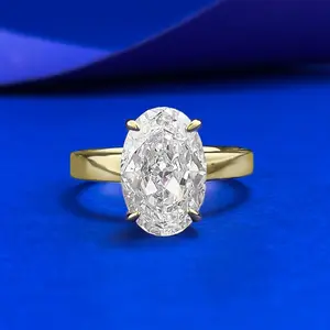 S925 Sterling Silver Ice Flower Cut Elonggate Oval Ring 8*12mm Ring-142(20%)