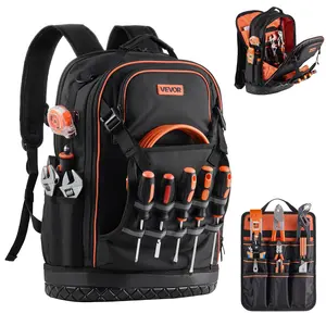 fathersdaygift VEVOR Tool Backpack, 65 Pockets, Heavy-duty Tools Storage Organizer Work Bags with Laptop Compartment Molded Base, Electrician Jobsite Backpack for Electrician, Repairman, and HVAC Techs