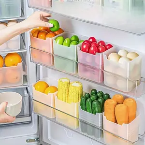 PrimPick 6 transparent refrigerator storage boxes with easy-to-handle, BPA-free, space-saving kitchen tiling, modern food classification box, suitable for refrigerator doors and countertops, food contact safety, Stackable Fridge Organizer