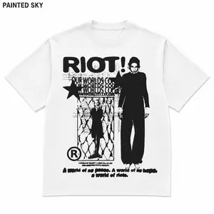 Men's Y2K Grunge Streetwear Oversized Graphic Tee Punk Vintage T-Shirt