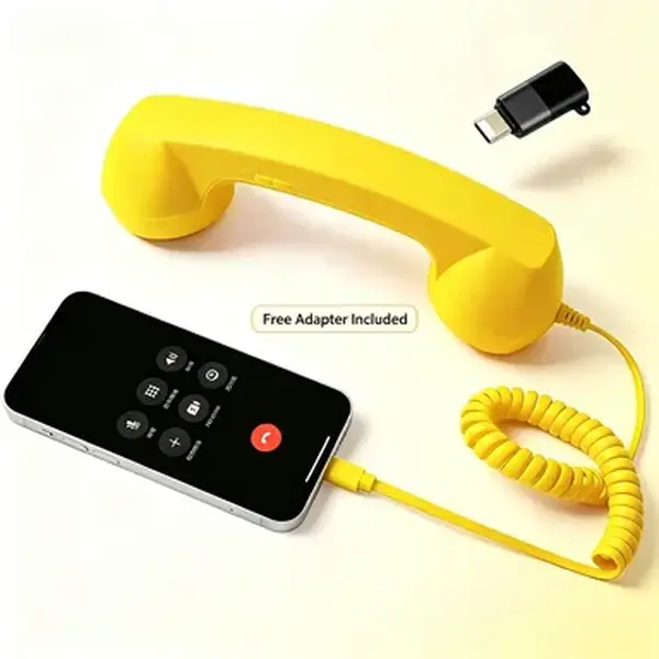 Vintage Retro Phone Handset, 2‑in‑1 Wired & Bluetooth Cell Phone Receiver, Type‑C Retro Telephone Handset, Noise‑Reduction Call Headset, Comfort Old‑Fashion Phone Earpiece For iPhone Android, Novelty Gift