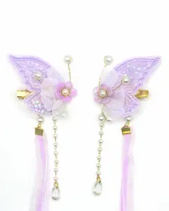 Diamond Dew Butterfly Ribbon Hair Clips
