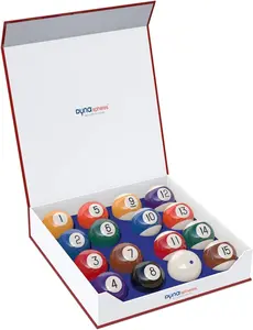 Gold Pool Ball Set - 1 Cue Ball, 7 Striped, 8 Solid, Cleaning Cloth, 2 Racks
