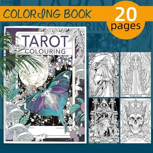 1PC Creative Tarot Card Coloring Book for Adults, 20 Pages, Holiday Gift, Stress Relief Party Supply, Ideal for DIY Lovers Artists