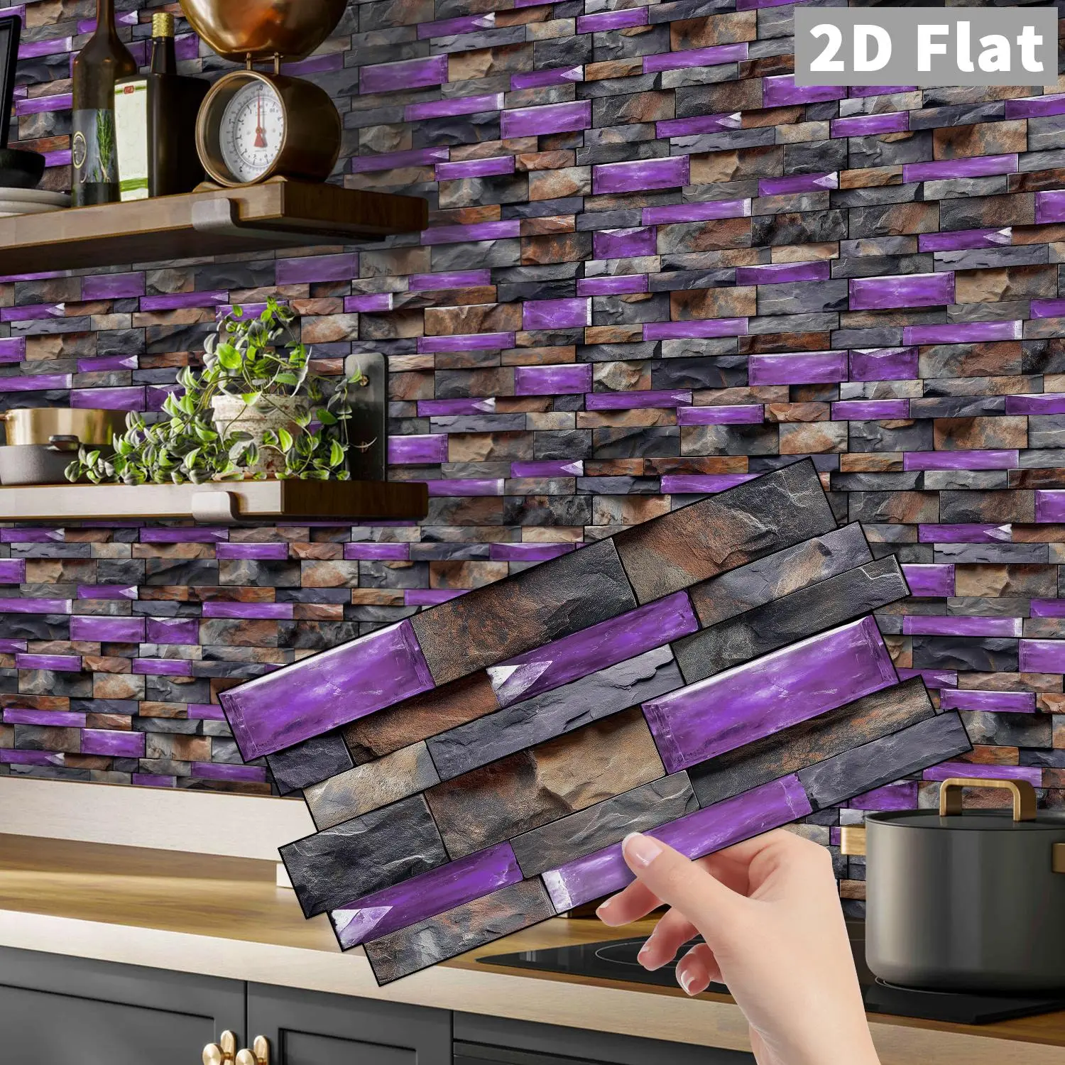 12/24/48 Color Self-Adhesive Tile Stickers,Home Decoration DIY Seamless Splicing Stickers,Splash Proof Wall Stickers, Waterproof Wall Decals, Striped Marble Vinyl Bathroom, Kitchen, Waterproof Marble Stickers