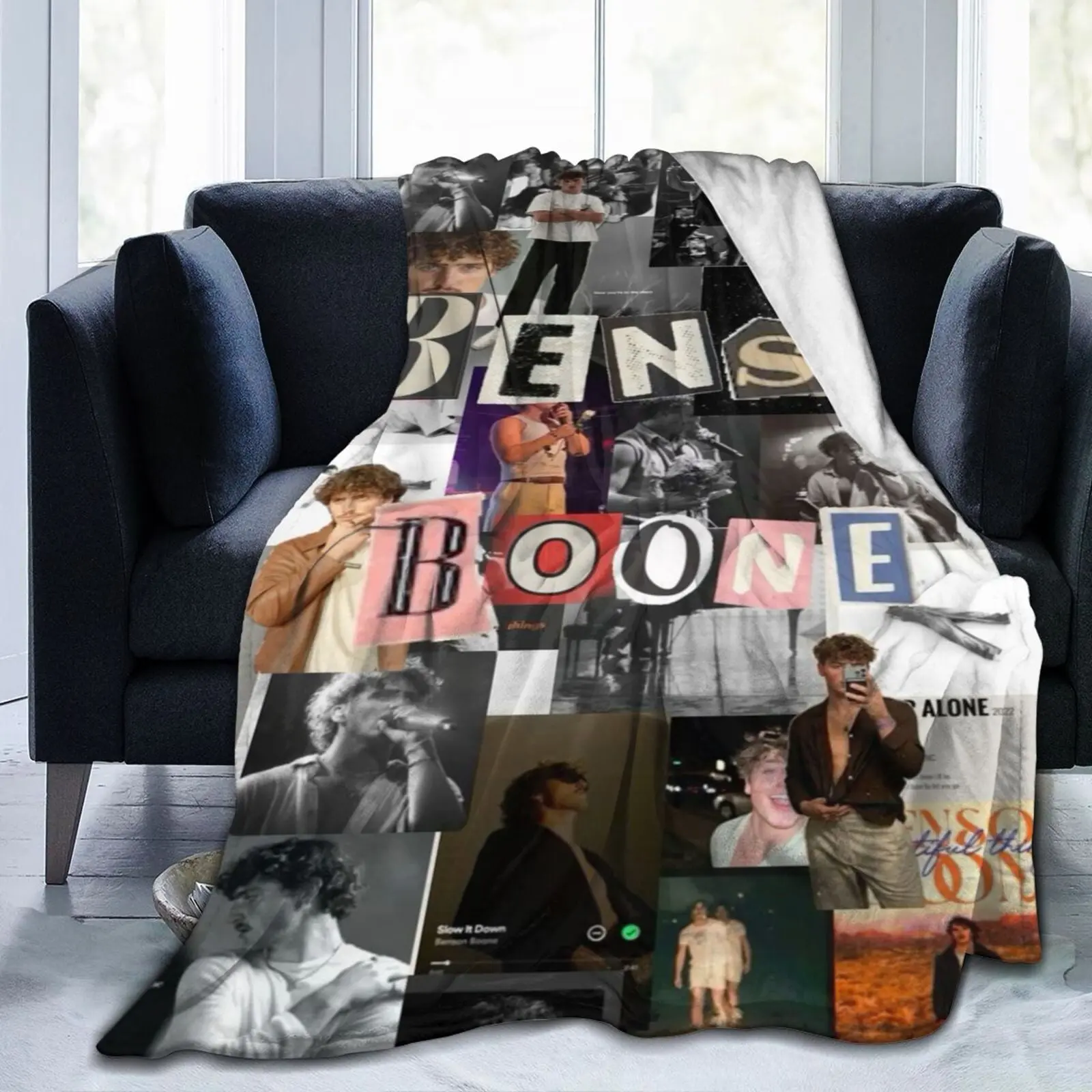 Super Soft Flannel Throw Blanket Benson Boone 50"X40" For Bed Sofa Camping Cold Cinema Travel Gift For Family And Friends