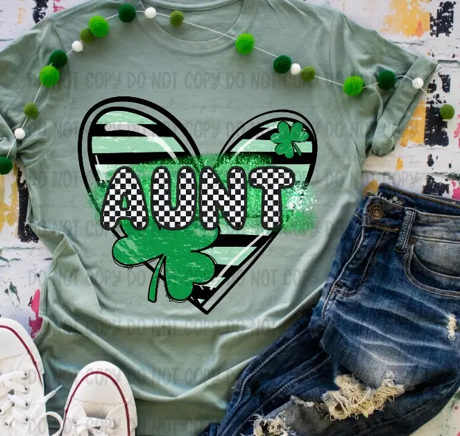Aunt Clover Heart DTF Transfers - THIS IS NOT A SHIRT