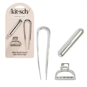 Silver Mini Metal French Hair Pin & Clips Set