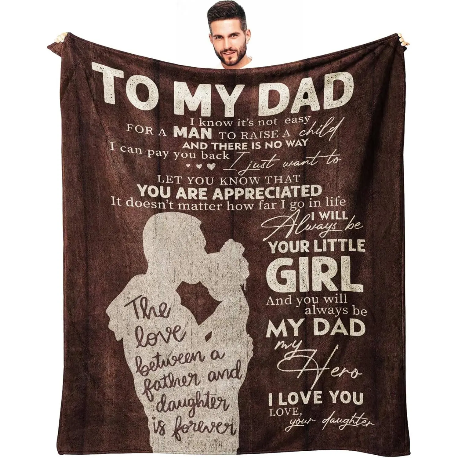Fathers Day Dad Gifts from Daughter, Dad Birthday Gifts from Daughter Blankets 60"x50", Birthday Present for Father from Kids, Best Presents for Father