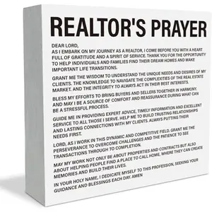 Realtor Gifts Decor Wooden Box Sign, Religious Christmas Birthday Gifts for Real Estate Agent, Realto's Prayer Wood Plaque Sign for Home Shelf Table 5x5 inch