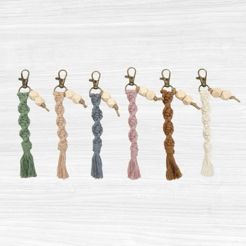 Macrame Keychain with wooden beads