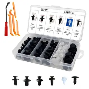 HE26 100pcs Universal Expansion Screw Clips Set for Automobiles Mudguard Leaf Plates Door Panel Clips C05 C20 C32 B01 D02 A16 Car Accessories