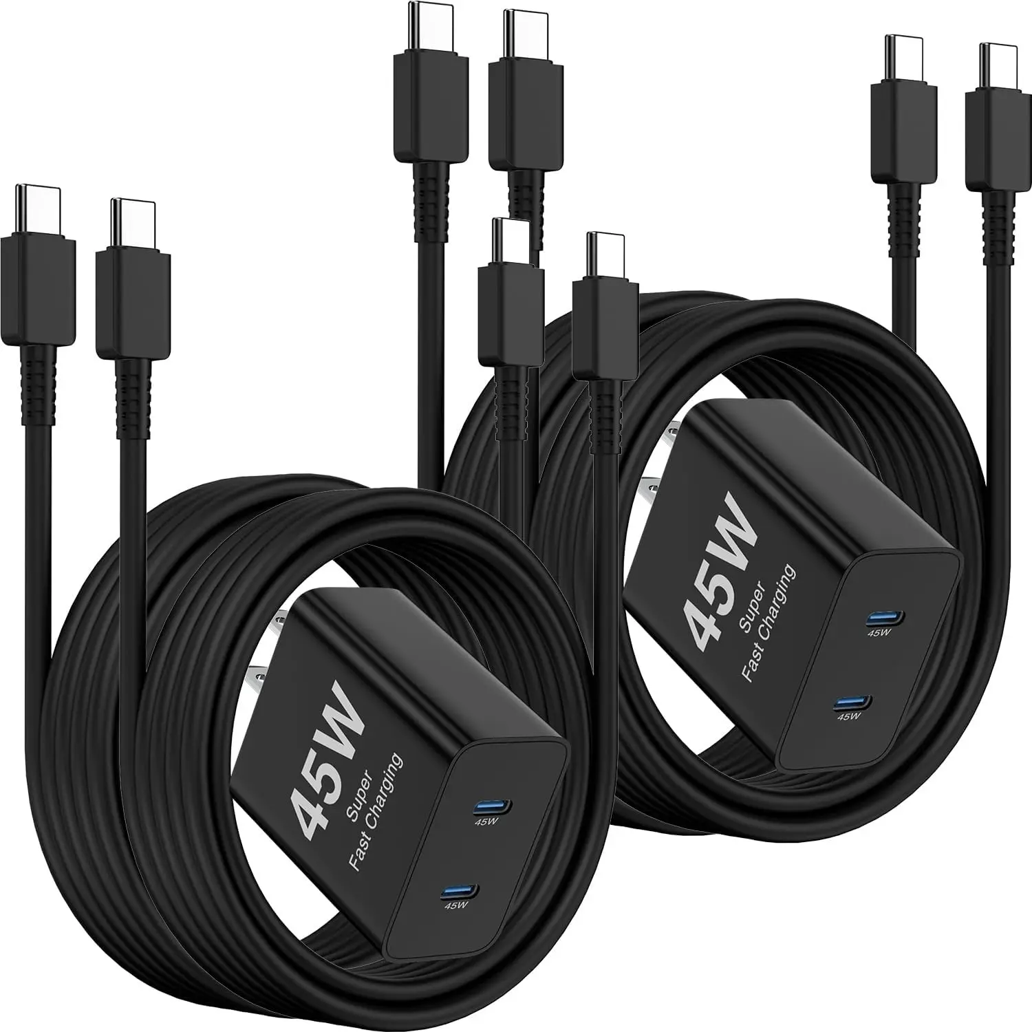 45W Dual Port Super Fast Charger and Type C to C Cable 6ft Long USB C Charging Block and Android Phone Cord for Samsung Galaxy S25/S24 Ultra/S23+/S22 Plus/S21/S20/Note 20/10/iPhone 17 16 15 Pro Max