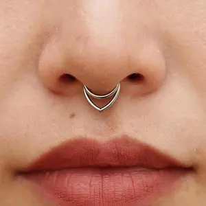 16G Titanium Septum Rings Double Septum Jewelry Daith Piercing Jewelry Silver Gold Hinged Segment Helix Clicker Piercing Jewelry 8 mm 10 mm Seamless Ring Hypoallergenic Jewellery for Her